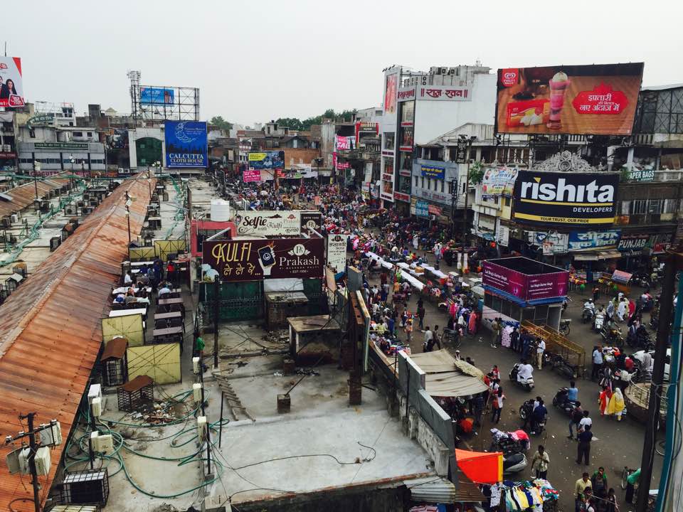 An aerial view picture of Aminabad market in Lucknow India