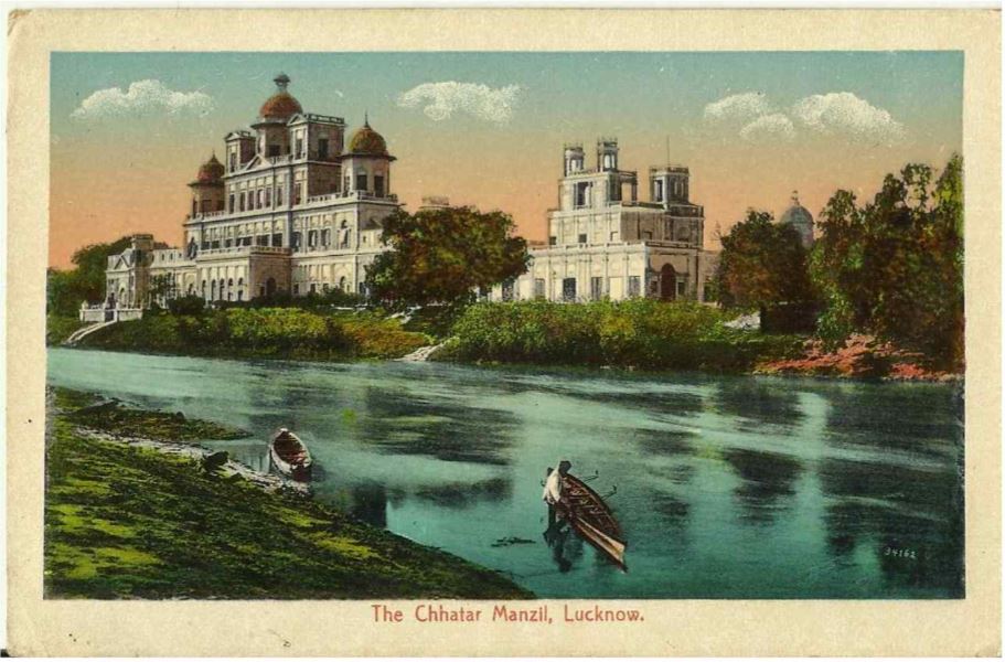 An old painting of Chhatar Manzil palace at Lucknow, India. Lucknow was the capital of princely state of Awadh (Oudh) which became a part of United Provinces under the British rule. Later, the state was renamed as Uttar Pradesh