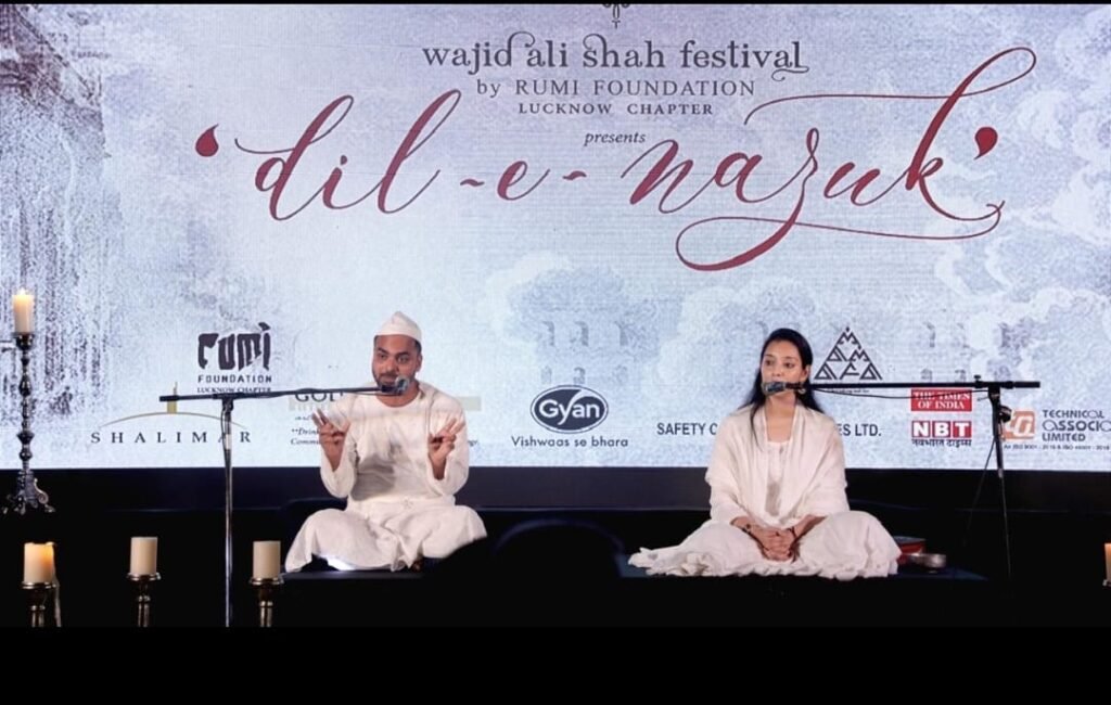 Dastango Himanshu Bajpai and Pragya Sharma performing during the 8th Wajid Ali Shah Festival Lucknow 2024