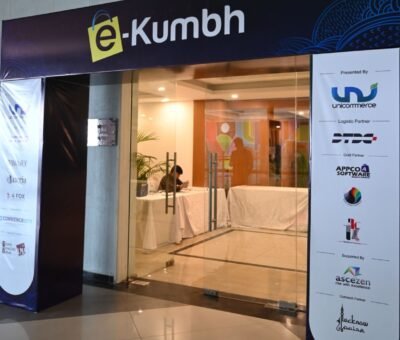 Entrance to the Event Venue for Unicommerce eKumbh Lucknow that has LucknowPulse as outreach partner